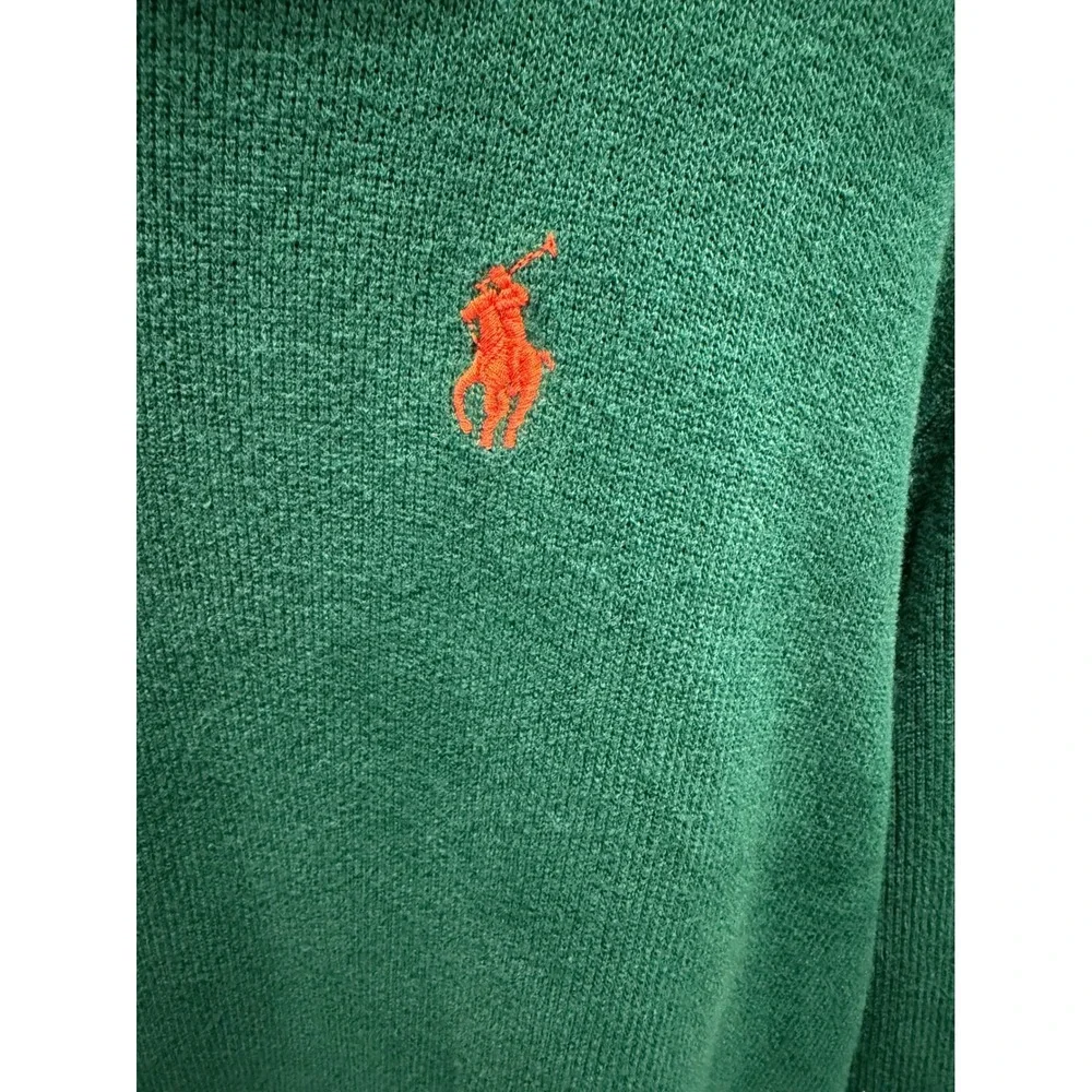 Polo Ralph Lauren Quarter Zip Pullover Mens XL Green Orange Pony Good